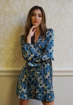 Liquorish Floral And Polka Dot Print Mini Wrap - Day Dress -Pieces Shop 09c5399720464d6e94de93e3a871b6d5