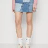 COTTON ON Patchwork Low Rise Mini Skirt - Denim Skirt - Blue