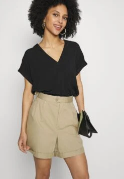 Pleated Rolled Cuff- Shorts - Sanded Khaki -Pieces Shop 12f83a48196c4d81888c95486ad41c32