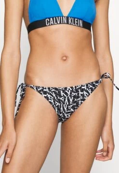 String Side Tie-Print - Bikini Bottoms - Warped Monogram Black