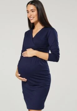 Happy Mama Nursing Pencil- Shift Dress - Navy -Pieces Shop 1f128d48e9ee4259830955a9ff072ad9