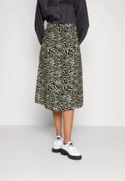 Objleonora Midi Skirt - A-Line Skirt - Blackaop/Sandshell Animal