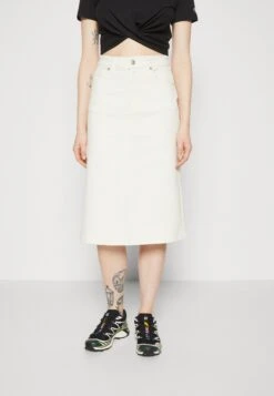 Selected Femme Slfvinnie Midi Skirt - Denim Skirt - Whisper White