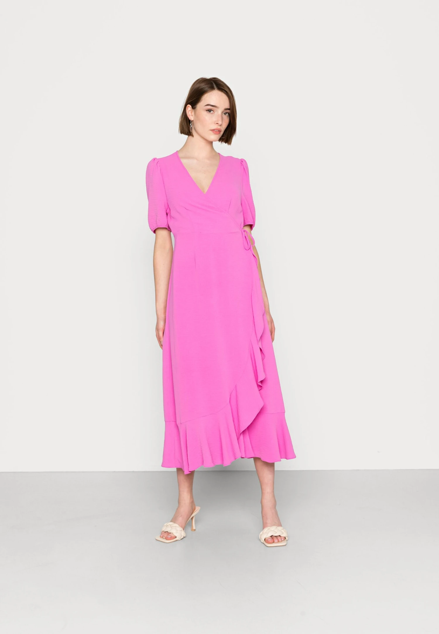 ONLY Onlmette Wrap Midi Dress - Day Dress - Super Pink 3 ONLY Onlmette Wrap Midi Dress - Day Dress - Super Pink