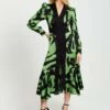 Liquorish Zebra Print Midi With Front Slit And Long Sleeve - Day Dress - Green -Pieces Shop 327553b789d14c3f8db1c3287e4e5b63