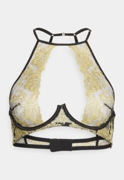 Olympia Plunge Bra - Underwired Bra - Black/Gold-Coloured -Pieces Shop 51a374d24ac04f01aa0a974659cfe263