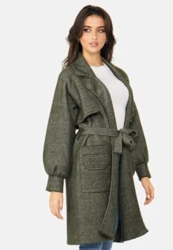 Fluffy- Classic Coat - Green -Pieces Shop 56ef038cd229448fa7140bc2627f7492