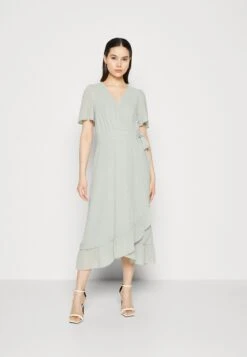 Vila Vifabia Midi Wrap Dress - Cocktail Dress / Party Dress - Green Milieu