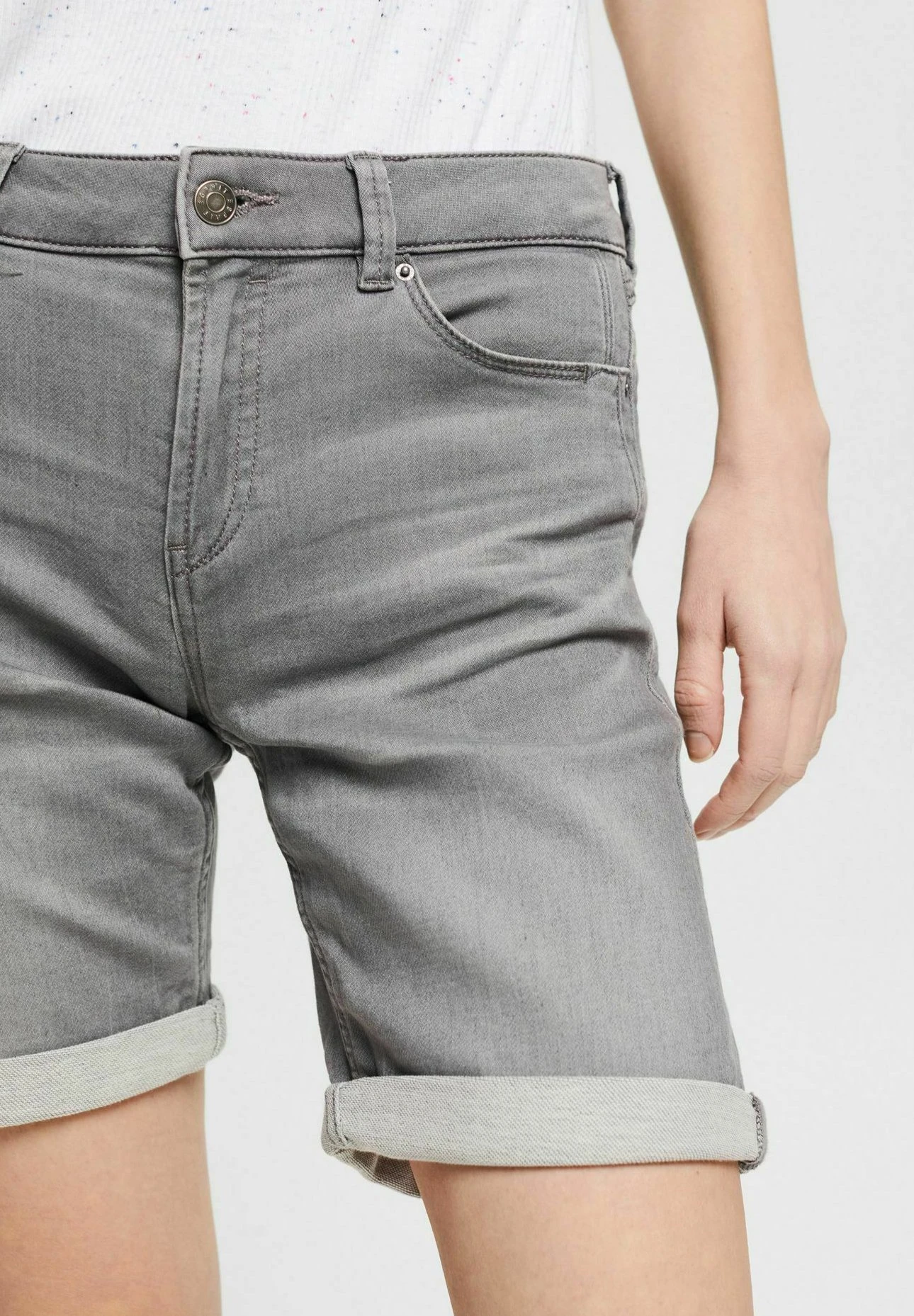 ESPRIT Denim Shorts - Grey Medium Wash 8 ESPRIT Denim Shorts - Grey Medium Wash - Image 6