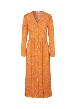 Modström Corinna Print Dress - Day Dress - Vibrant Orange Flower Leaf -Pieces Shop 6145724ea2214806a604ec5b5190e1c3