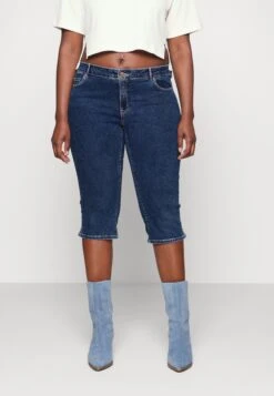 Vero Moda Curve Vmruna Seven Knickers - Denim Shorts - Medium Blue Denim