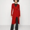 Wrap Sweater Dress - Jumper Dress - Dark Red