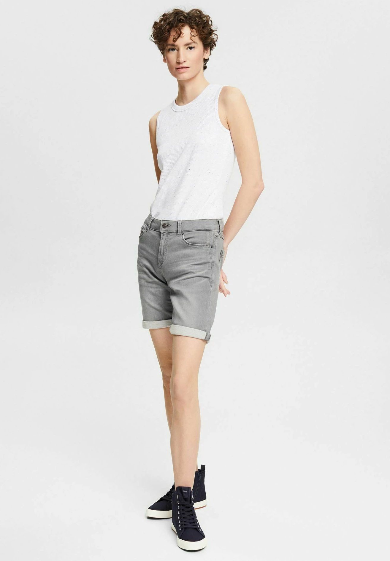 ESPRIT Denim Shorts - Grey Medium Wash 4 ESPRIT Denim Shorts - Grey Medium Wash - Image 2