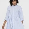 ONLY Onlditte Life3/4- Shirt Dress - Cloud Dancer/Blue -Pieces Shop 88137be387ef4a04a7f37ac9c0aad288
