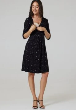 Happy Mama Skater Maternity - Day Dress - Black With Gold Stars 10 Happy Mama Skater Maternity - Day Dress - Black With Gold Stars -Pieces Shop 9ab51ad7c52144afa4291422bd20d263