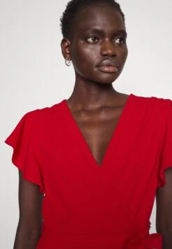 DKNY Flutter Sleeve V Neck Wrap Dress - Day Dress - Scarlet -Pieces Shop 9ba5f360424f4ce892177c109b350082