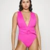 MICHAEL Michael Kors Iconic Solids Belted Surplice Plunge Onepiece - Swimsuit - Cerise -Pieces Shop aef5684c5a6649bb84c1b9832d2529d1