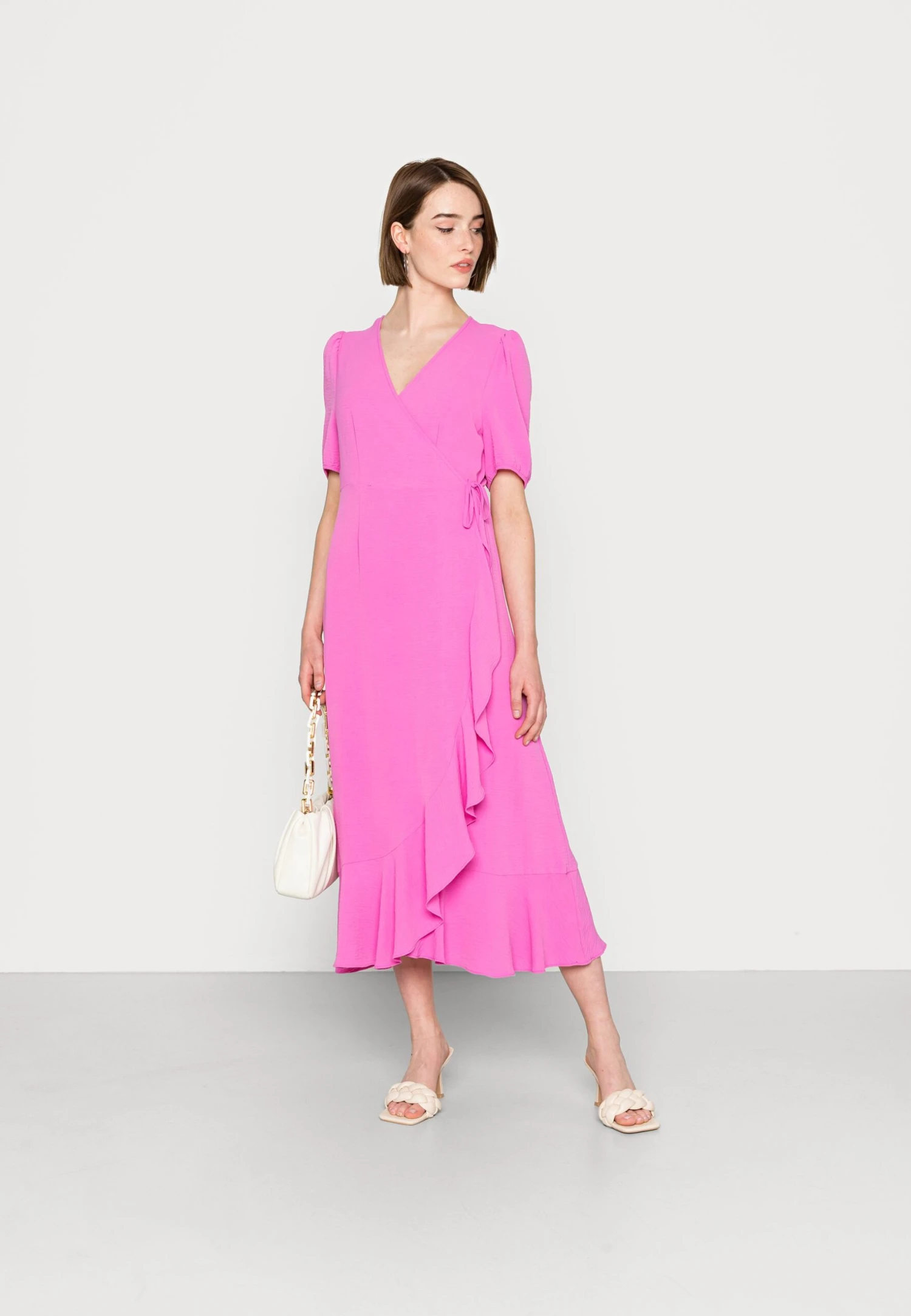 ONLY Onlmette Wrap Midi Dress - Day Dress - Super Pink 4 ONLY Onlmette Wrap Midi Dress - Day Dress - Super Pink - Image 2