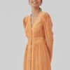 Modström Corinna Print Dress - Day Dress - Vibrant Orange Flower Leaf -Pieces Shop ca921bd5472f48de9482cb11fc1bf76e