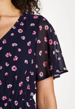 Anna Field V-Neck Sleeve Dress- Day Dress - Dark Blue/Pink -Pieces Shop e22117504d58447ebe18dcca7cc0861c