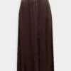 Cassandra Midi Plain Skirt - A-Line Skirt - Brown