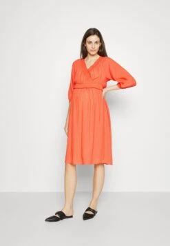 Mamalicious Mlpeace Tess Dress - Day Dress - Mandarin Orange
